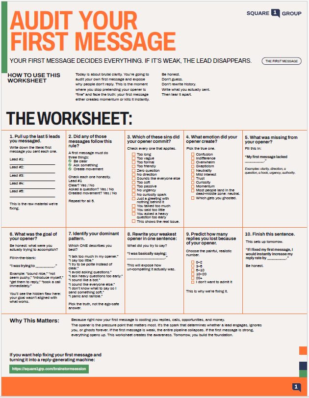 Audit Your First Message - Square 1 Group